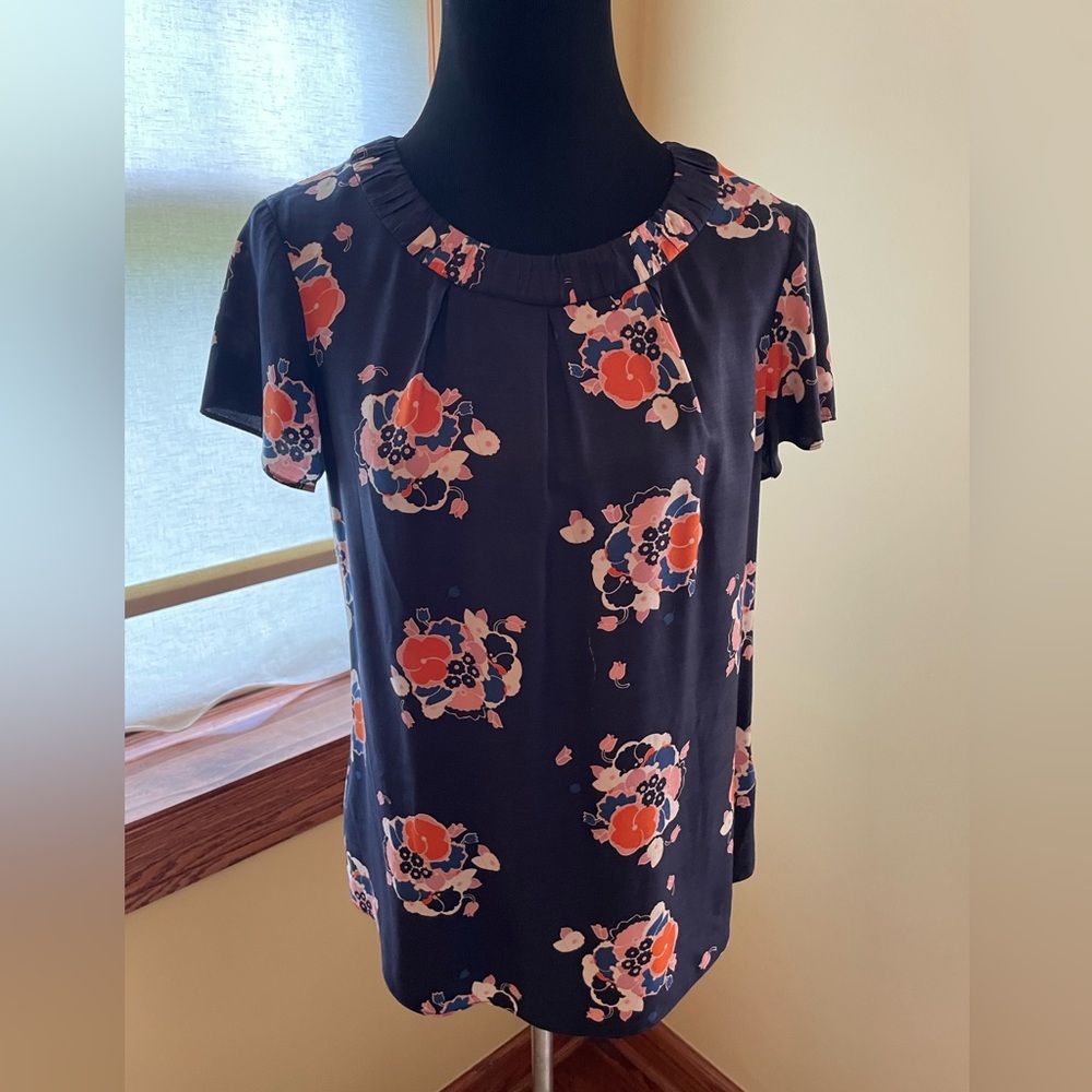 Boden Navy Floral Blouse